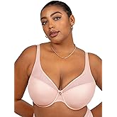 Curvy Couture Womens Sheer Mesh Plunge T-Shirt Bra