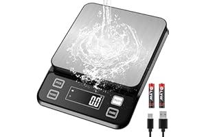Rechargeable Food Scale, [0.1g-10kg/22lb] Diyife IP67 Full Waterproof Kitchen Scale with Adjustable LCD Display, 10 Units, Ta