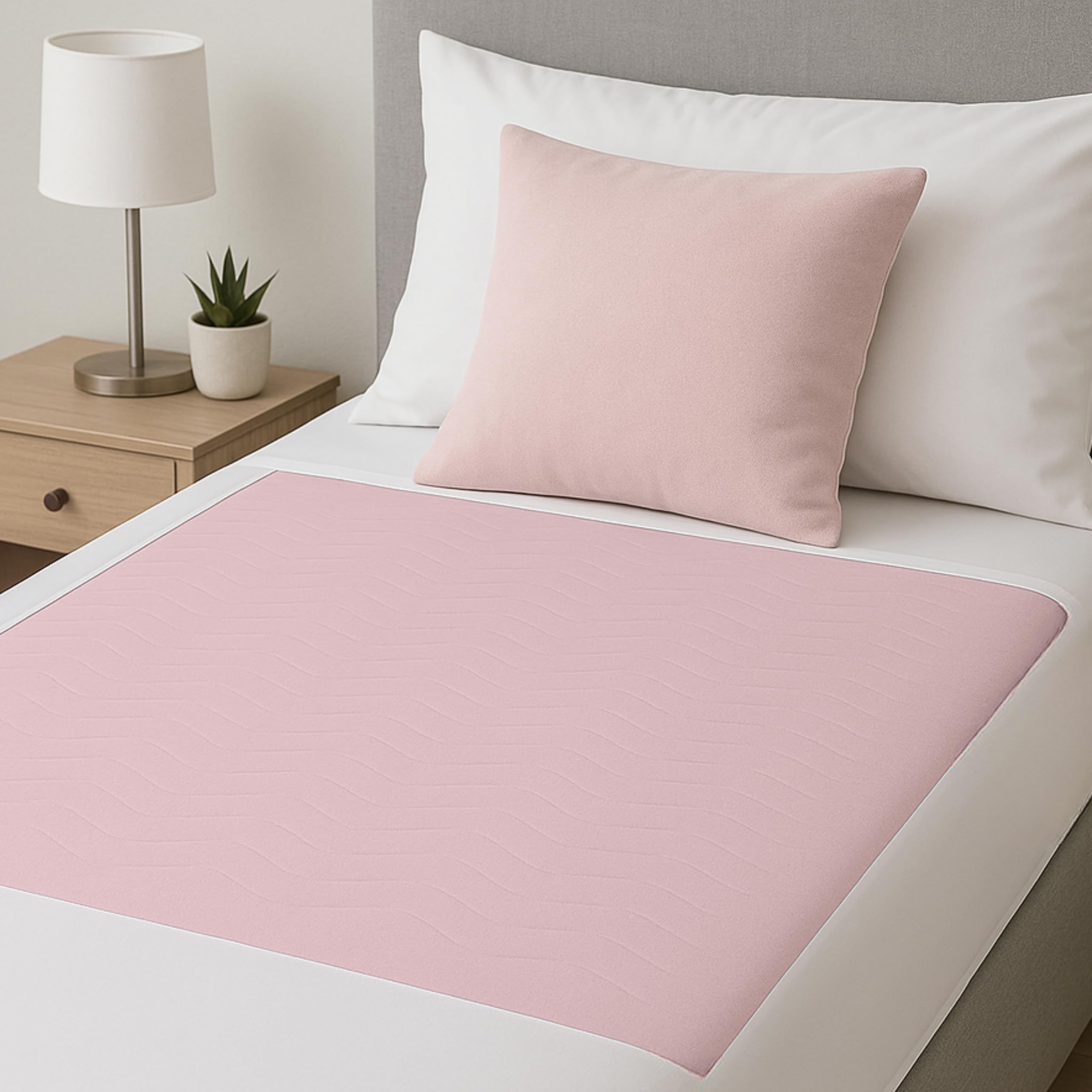 1 x Easy Care Solutions Washable Bed Pad Protector without Tucks/Flaps | 85 cm x 90 cm | Premium Quality Washable bed wetting sheet for adults or children with Incontinence | Reusable Pink Bed Pads