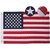 AZCOVER American Boat Flag 12x18 Inch Small American Flags for Outside Heavy Duty US Banner Small with Embroidered Stars Sewn Stripes and 2 Brass Grommets All Weather Lasting