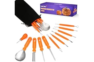 Luditek Halloween Pumpkin Carving Tools, Halloween Jack-O-Lanterns 11 Piece Professional Stainless Steel Pumpkin Carving Kit, Pumpkin Cutting Supplies Tools Kit for Adults Kids