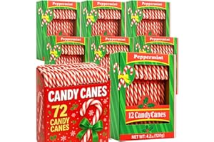 MUCHAI INNOVATIONS Candy Canes Peppermint Flavored 72 Pieces Individually Wrapped Red & White - Christmas Holiday Edible Regular Size Bulk Pack Candy Cane Sticks