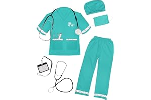 ANPHILE Kids Veterinarian Costume, Kids Doctor Vet Costume Outfit Pretend Play Dress Up Set for Career Day