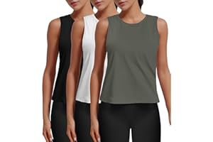 Pylnily 3 Pack Crop Tank Tops for Women Sleeveless Shirts Athletic Yoga Gym Workout Tops Casual Basic Crop Tops