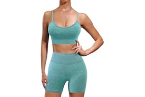 Ourgifts Workout Sets for Women 2 Piece Outfits Seamless High Waisted Workout Shorts Women with Sports Bra Sets Gym Clothes