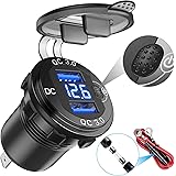 YONHAN [Upgraded Version] Quick Charge 3.0 Dual USB Car Charger with Voltmeter & ON/Off Switch, Metal 36W 12V USB Outlet Fast
