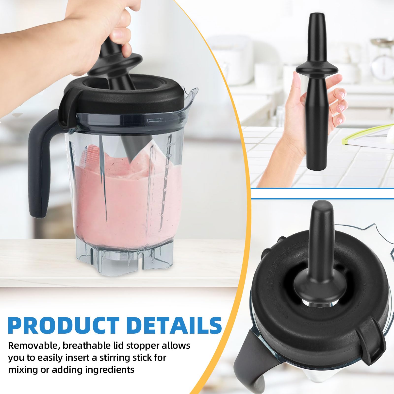 For Vitamix Lid Replacement, Lids For 64 oz. Low Profile Containers, For Vitamix Pro 750 5300 E320 VM0158 7500 780 Pitchers, Lid Compatible With Vitamix Accessories