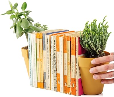 Suck UK Plant Pot Bookends | Quirky Decorative Bookends Set of 2
