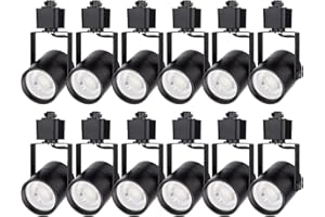 mirrea Bulb Replaceable LED Track Lighting Heads for Black H Type Rail Cylinder Ceiling Spotlight with 8W GU10 Bulb 90 CRI 3000K Warm White 38° Beam Angle Pack of 12