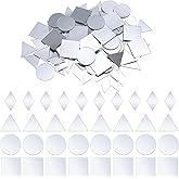 WJIAAA Small Mirrors for Crafts, 120Pcs 4 Shapes Mini Mirror Pieces for Crafts Self Adhesive DIY Mirror Mosaic Tiles Triangle Square Round Rhombu Diamond Craft Mirrors for Home Wall Art Disco Balls