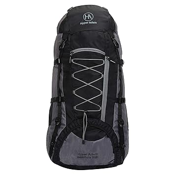 Hyper Adam 75 L AN-1003 Ultimate Climate Proof Hiking Trekking Backpack Black & Grey Bag with Rain Cover & Shoe Compartment Rucksack - 75 (Grey)