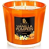 Large Candle Vanilla Pumpkin Scented, 4 Wick Natural Soy Candles for Home Scented, 30oz Big Candle Long Lasting, Home Aromatherapy Candles Housewarming Valentine's Day Gift for Women Men