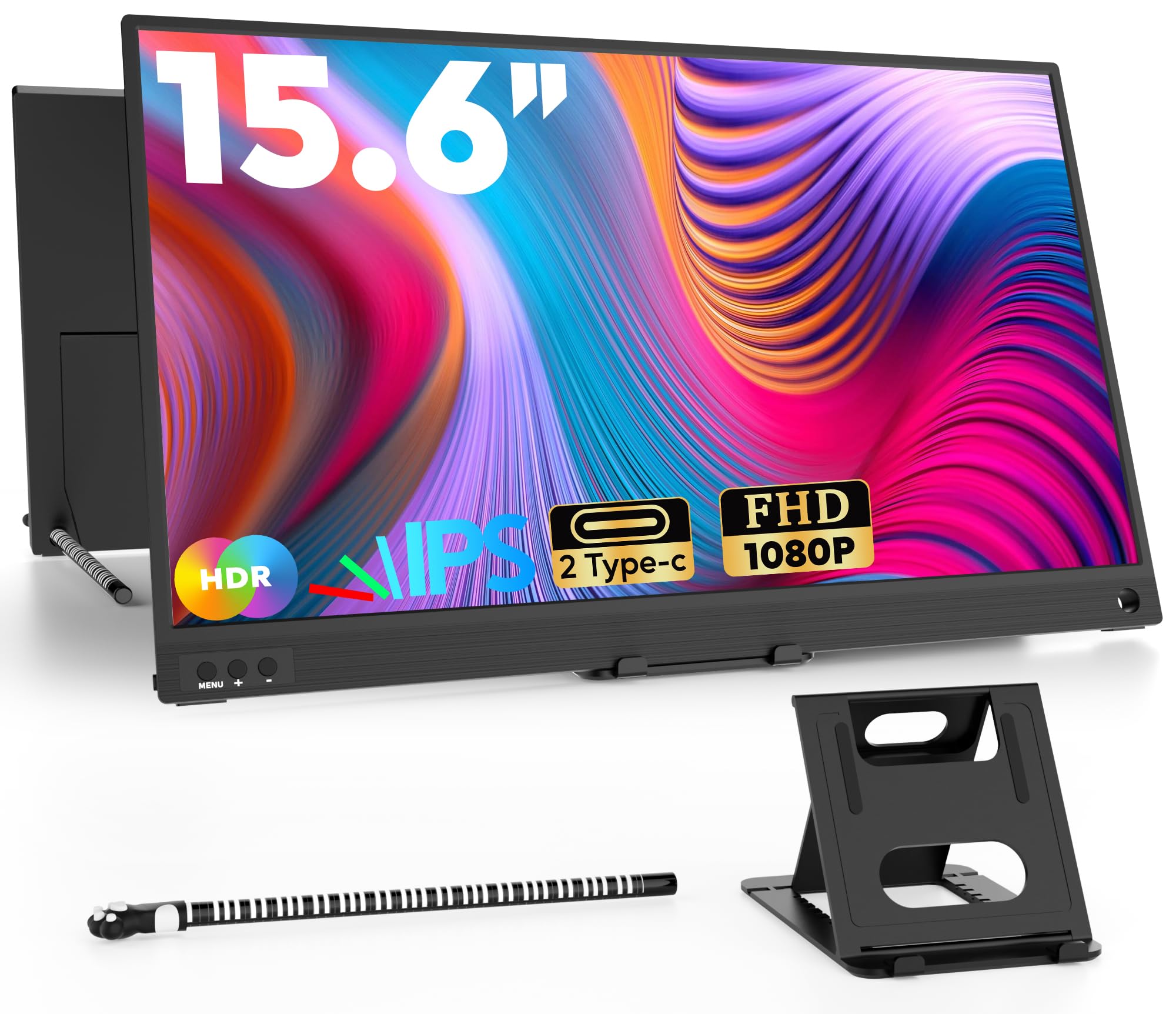 ZSCMALLS Portable Monitor, 15.6" 1080P FHD Laptop Monitor USB-C HDMI Computer Display IPS Second Screen, Laptop Extended Screen for PC Phone Mac Xbox PS4/5 Switch