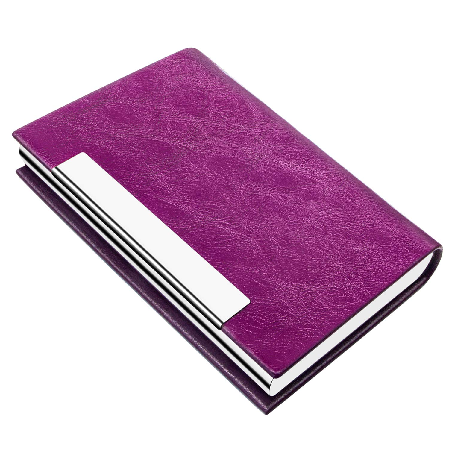 padike Business Card Holder, Business Card Holders, Business Card Case, Business Card Holders Wallet Credit Card ID Case/Holder for Men & Women (V-Purple)