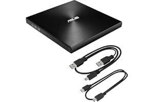 ASUS ZenDrive Black 13mm External 8X DVD/Burner Drive +/-RW with M-Disc Support, Compatible with Both Mac & Windows and Nero BackItUp for Android Devices (USB 2.0 & Type-C Cables Included)