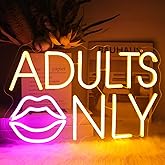 Adults Only Neon Sign Pink Lip LED Neon Lights Signs Sexy Neon Light Neon Bar Sign Orange Letter Neon Wall Sign Neon Signs for Bedroom Bar Man Cave Hotel Party Wall Decor USB with Switch