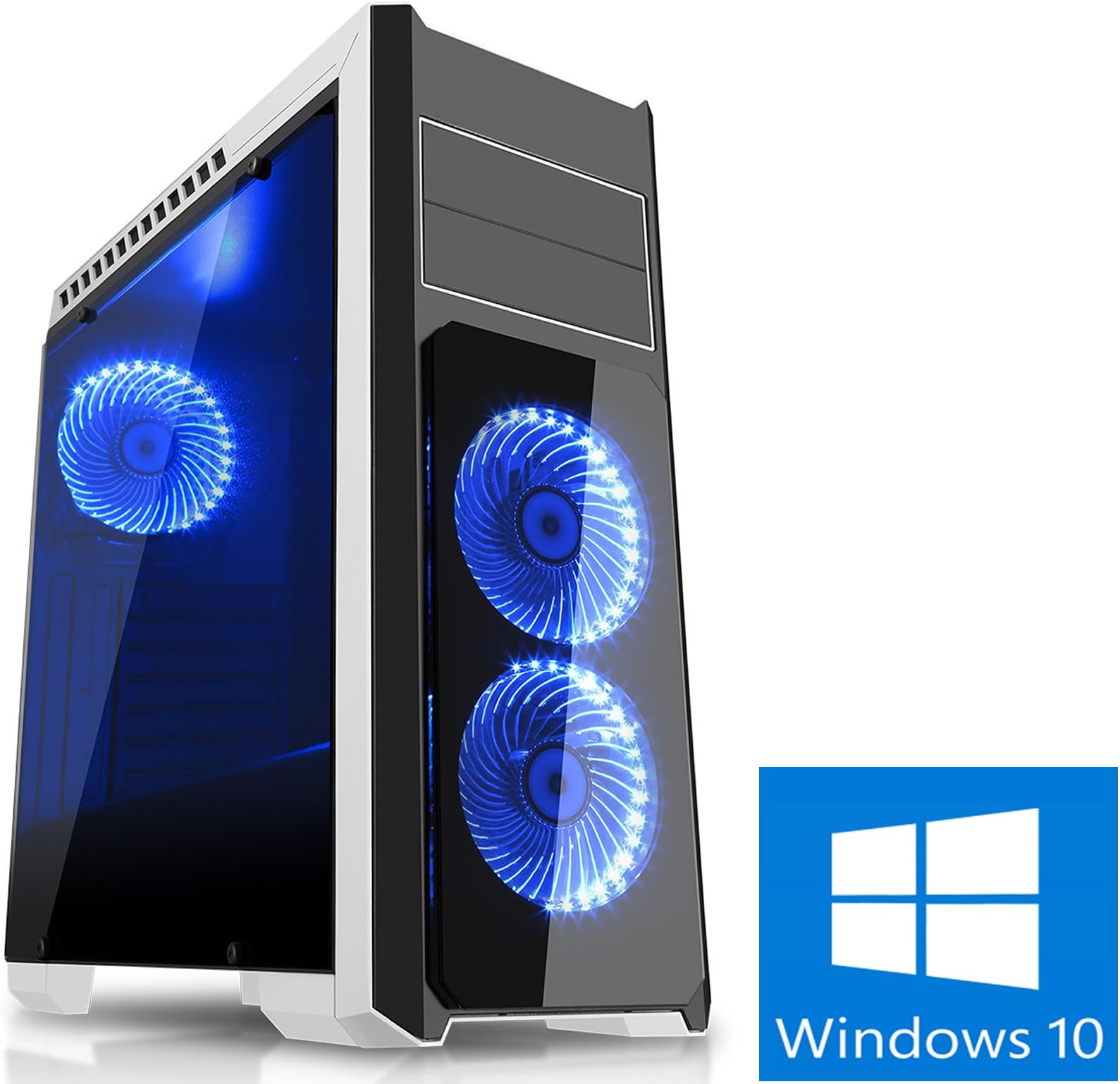 OCHW Flash White Ultra Fast Quad Core, Gaming PC Desktop Computer AMD Kaveri A8 X4 9600 CPU Quad Core, ATI Radeon HD R7 Graphics,1000GB HDD Hard Drive, 8GB 2133MHZ DDR4 RAM, USB 3.0, Wifi, Windows 10 Operating Software