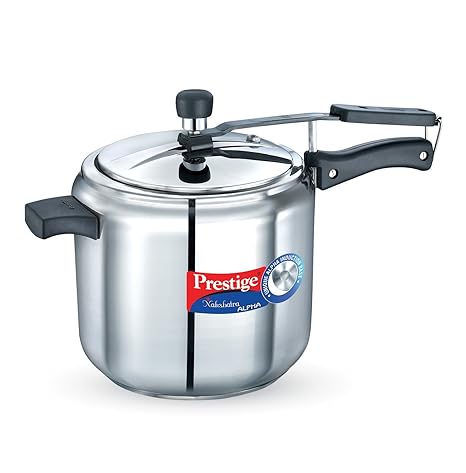 Prestige Nakshatra Alpha Stainless Steel Pressure Cooker, 7 Litres, Stainless Steel