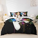 Loussiesd Teens Gamepad Bedding Set Duvet Cover 3Pcs Watercolor Tie Dye view 4