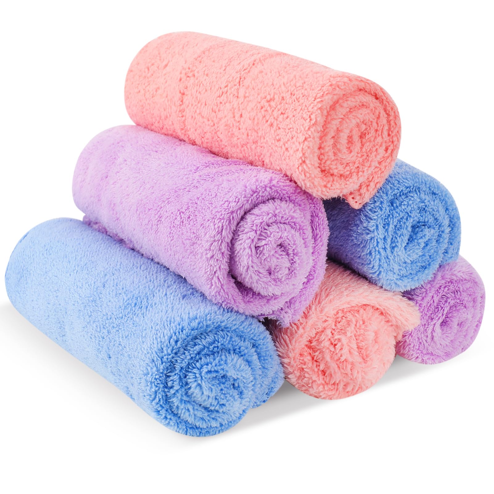 6 PCS Flannel Face Cloth,12 X 12 Inch Soft Face Cloth Reusable Face Flannels Facial Clean Cloth Wipes Quick Dry Baby Wash Cloth for Adult Kids Beauty Spa Sport Routine