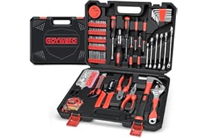GoYwato Home Tool Kit 214PCs - Complete Repair Basic Hand Tool Set for Men Women - Household Tool Kit for Home Improvement with Hammer & Pliers Set & Ratchet Screwdriver & Protable Tool Box Case