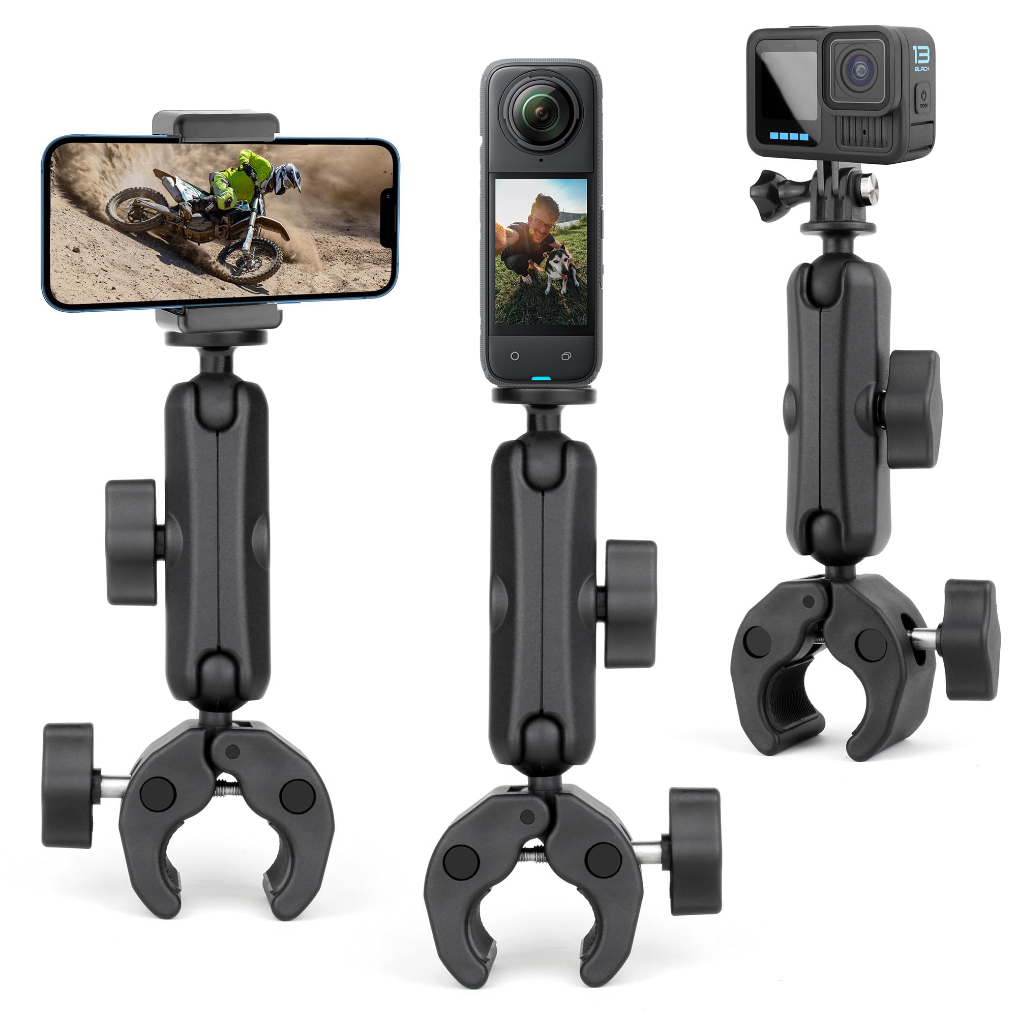 Photo 1 of SOONSUN Super Clamp Mount with Dual 360° Ball Heads & Phone Holder, Heavy-Duty Camera Clamp Mount for GoPro Hero 13 12 11 10 9, Insta360, DJI Osmo, DSLR, Smartphones & Action Cameras