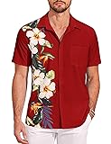 COOFANDY Mens Floral Button Down Shirt Short Sleeve