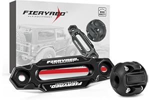 FIERYRED Winch Hawse Fairlead with Winch Cable Hook Stopper Kit,4-7/8 Inch Bolt Pattern Aluminum Fairlead for Synthetic Rope,Suitable for 3500-4500LBS ATV/UTV Winch