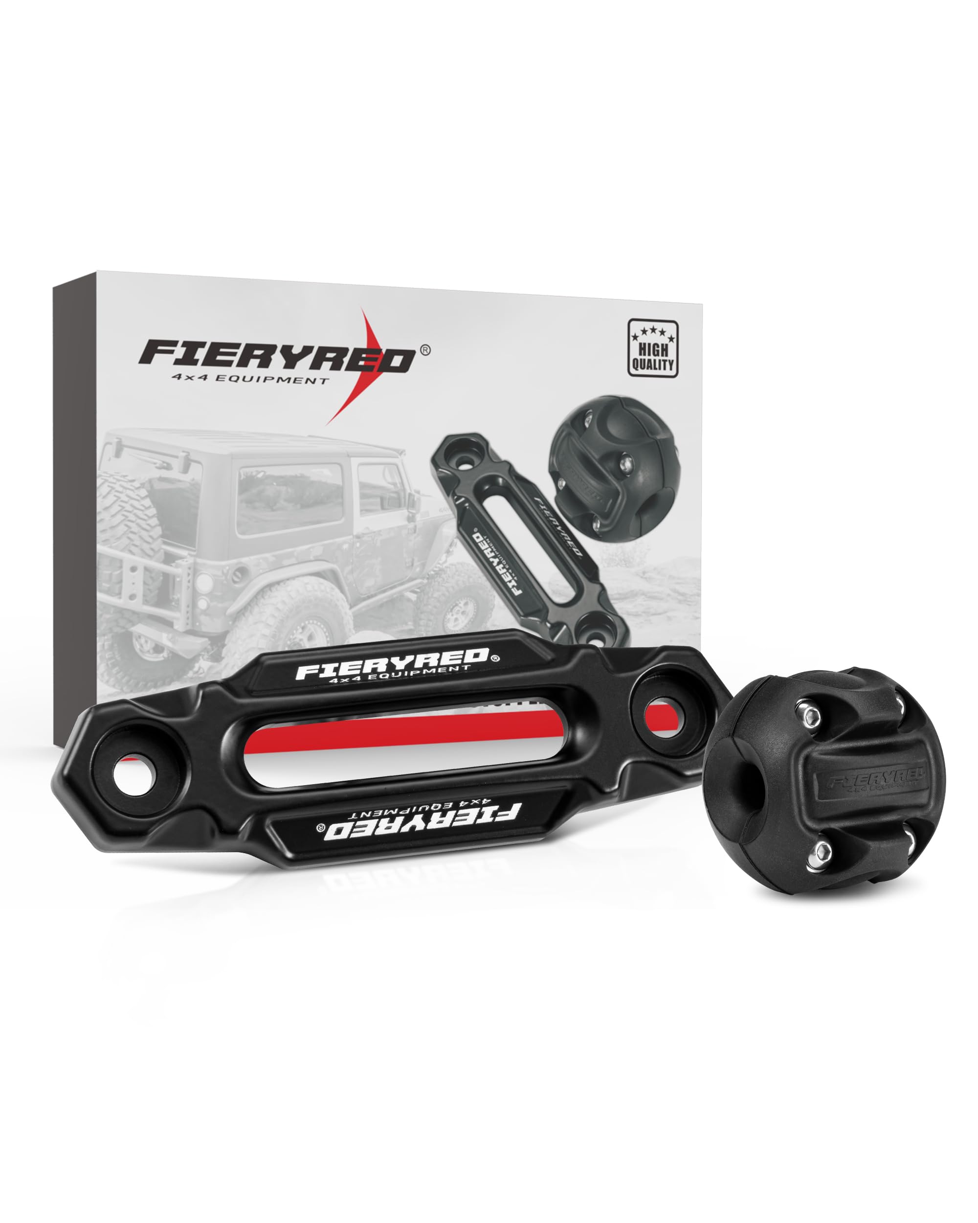 View 1 of ***MISSING PART*** FIERYRED Winch Hawse Fairlead with Winch Cable Hook Stopper Kit,4-7/8 Inch Bolt Pattern Aluminum Fairlead for Synthetic Rope,Suitable for 3500-4500LBS ATV/UTV Winch