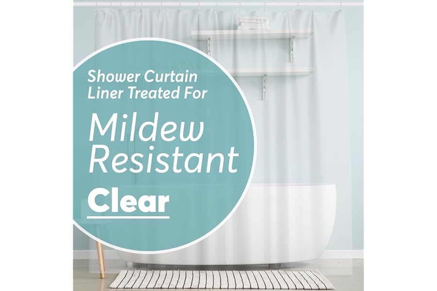 BigFoot Clear Shower Curtain - 72x72 Odorless Plastic with Magnets, Washable Long Bathroom Curtain - Premium PEVA Waterproof