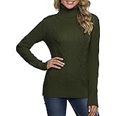 PrettyGuide Women's Turtleneck Sweater Long Sleeve Fisherman Cable Knit Pullover Sweater Tops