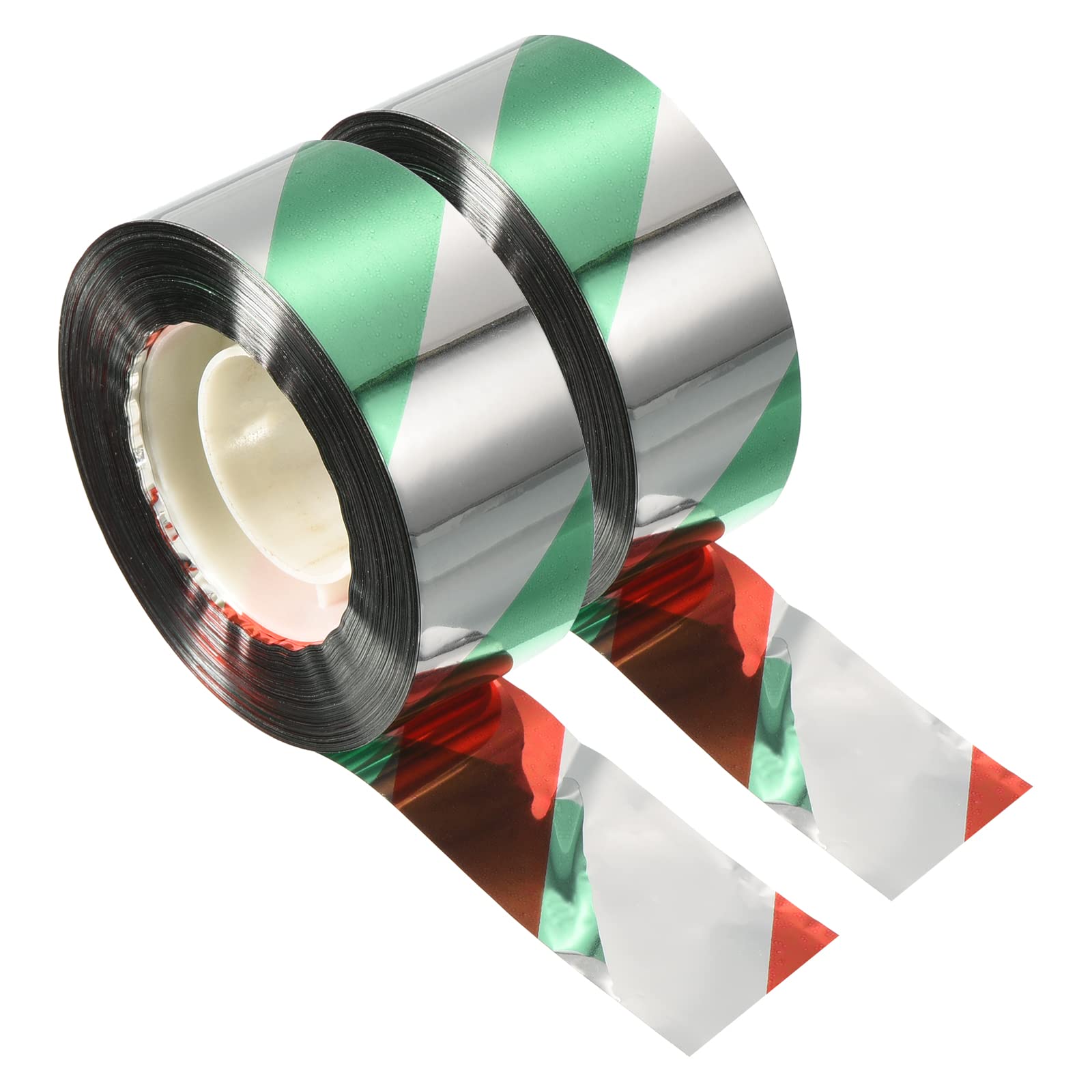 PATIKIL Bird Reflective Scare Tape, 2 Pack 328ft x 0.9" PET Double Sided Repelling Ribbon Keep Away Bird for Garden Farm Home, Green Silver