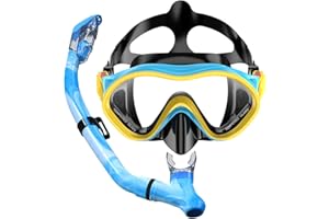 ADICOP Kids Snorkel Set for Boys Girls Youth Junior Age from 5-13 Years Old Upgraded Dry Top Snorkel Mask Snorkeling Gear with Carrying Bag for Pool Swimming Diving Water Park Beach Vacation