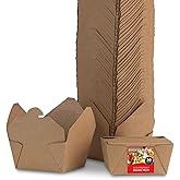 Stock Your Home Take Out Food Containers Microwaveable Kraft Brown Take Out Boxes 30 oz (50 Pack) Leak and Grease Resistant for Restaurant, Catering and Party