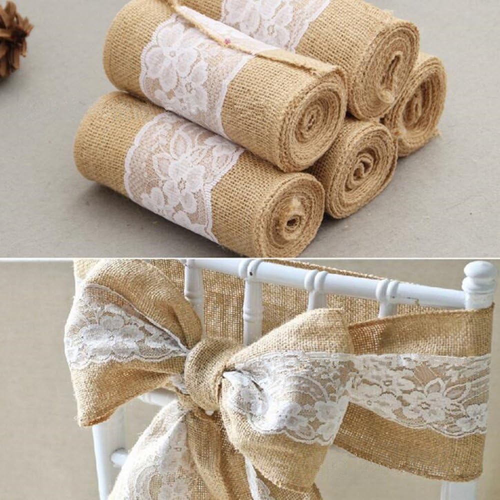 OZXCHIXU Burlap Chair Sashes Bows Rustic Wedding Party Decorations (15cm X240cm)