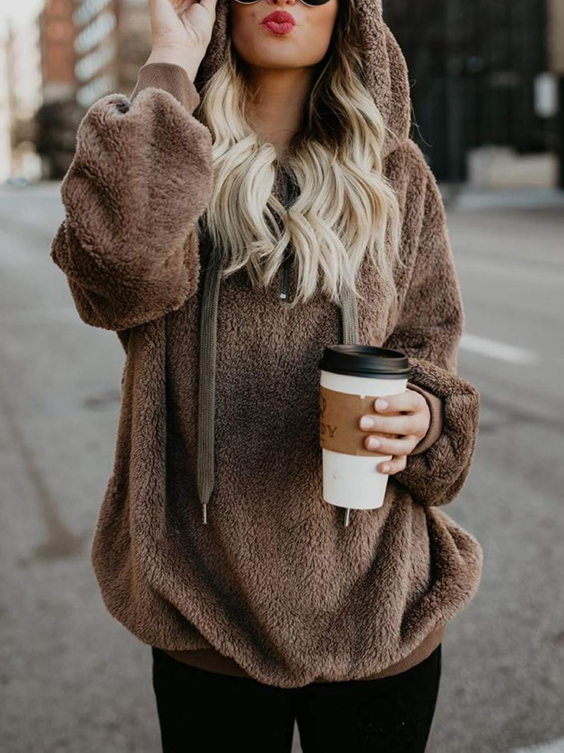 American Trends Oversized Sweatshirts for Women Athletic Womens Sherpa Hoodie Fluffy Women's Hoodies Pullover with Pockets at  Women’s Clothing store