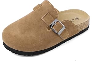 EAST BAJIA Suede Clogs for Girls Boys Unisex Toddler Slippers Slip-on Kids Shoes Indoor Outdoor Cute Sandals Classic Cork Adjustable Buckle