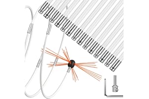 HOXHA 20FT Chimney Sweep Kit Chimney Cleaner with Nylon Flexible Rods Chimney Cleaning Kit Tool Driven by Rotary Drill Chimney Brush Kit with Button Locking for Fireplace Flue (20FT/14 Rods)