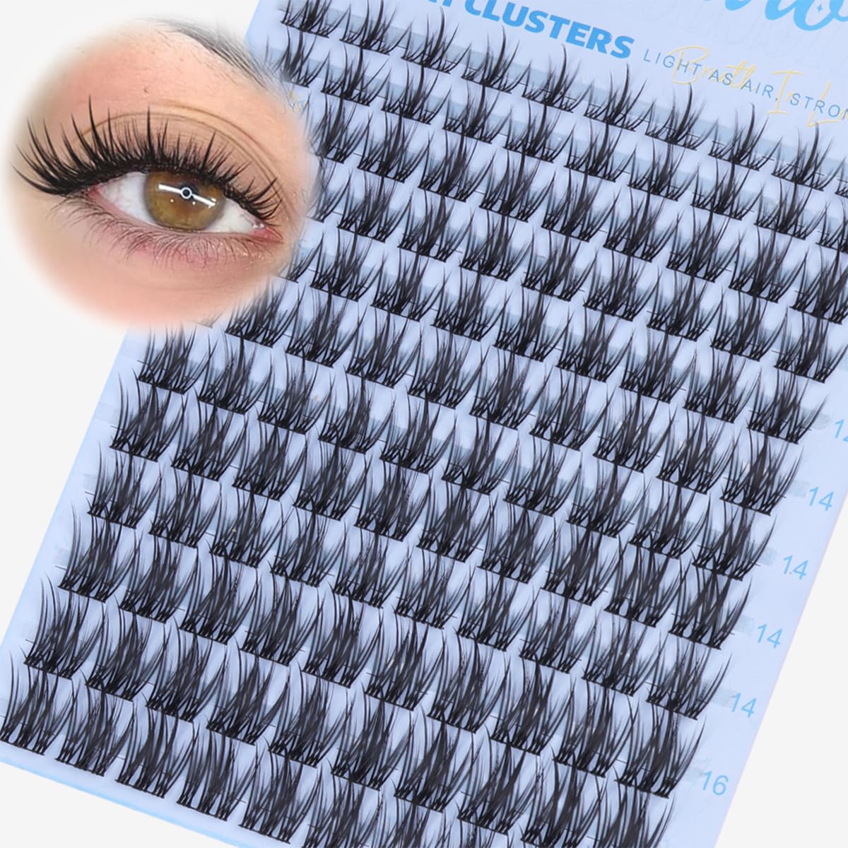 Photo 1 of Natural Lash Clusters Wispy Cluster Eyelash Extensions Natural Look 10-16mm DIY Individual Lashes 120Pcs Fairy Cluster Lashes by Kiromiro