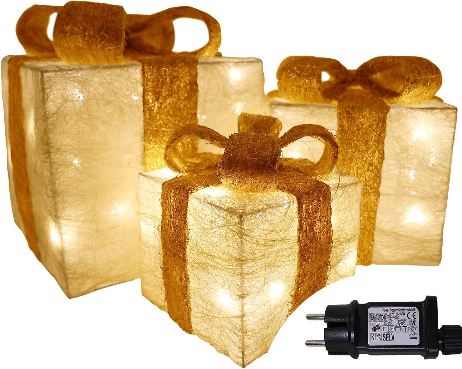 Set tre pacchi regalo luminosi