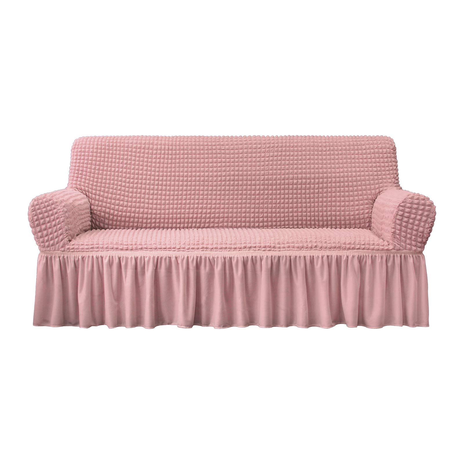 Photo 1 of NICEEC Sofa Slipcover Pink Sofa Cover 1 Piece Easy Fitted Sofa Couch Covers Universal High Stretch Durable Furniture Protector with Skirt Country Style (3 Seater Pink)