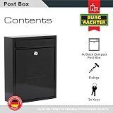Burg-Wächter MB05BK Black Compact Wall Mounted Galvanised Steel Postbox view 3