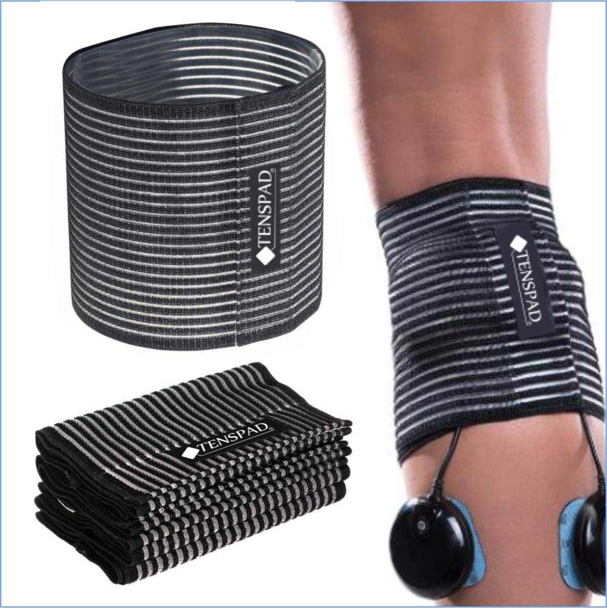 TENSPAD SILVER Set of 4 elastic straps with fastener to hold electrodes