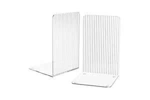 Lulonpon 2 Pieces Book Ends, Bookends, Books End for Shelves, Plastic Books End for Books, Clear Bookends, Acrylic Book Ends 