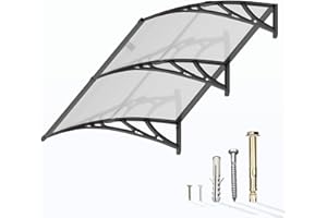 GUANSU-CN Window Awning Door Canopy 40"x80", Awnings for Doors Polycarbonate Cover Patio Door Awning UV Rain Snow Sunlight Protection Hollow Sheet,Black Bracket & Transparent Board