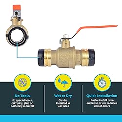 SharkBite 1-1/4 x 1-1/4 Inch Ball Valve, Push To