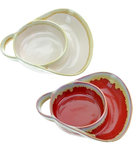 Aazon.co: DEDACO Black And Red Heart 6.5 Inch Stoneware Appetizer - View #8