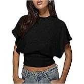 BEAUDRM Women's Y2K Wrap Top Cinched Waist Going Out Tops Dolman Sleeve Cap Sleeve Crop Shirt Casual Spring Summer Outfit