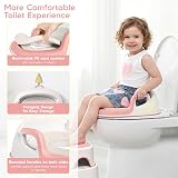 Maliton Toddler Toilet Seat with 2 Step Stool Pink | Anti-Slip Handles Splash view 3