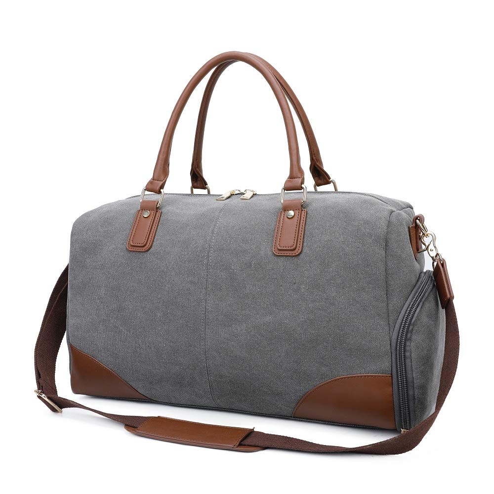 Gimay ボストンバッグ 靴入り ２泊３日 男女兼用 大容量 シューズ収納部付き ゴルフ用バッグ 丈夫 (グレー)